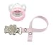 Girls Teddy Bear 'Dummy Holder Clip' Striped Paci Clip Great for Nuk Avent.. (baby pink/white)