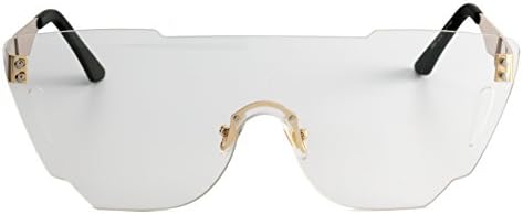 Clear Rimless Shield Ski Oversized Futuristic Sunglasses Ladies Mens Fashion Retro 80s Gaga