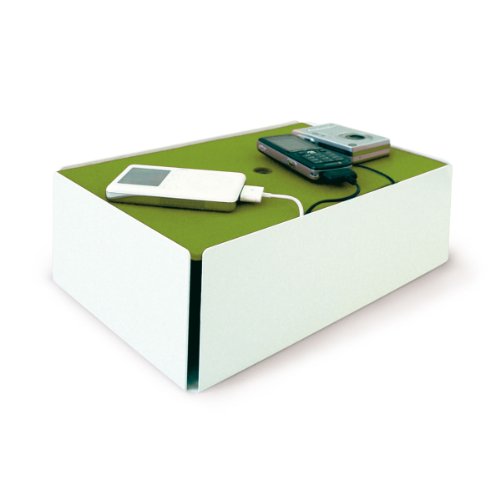 Preisvergleich Produktbild Kabelbox CHARGE-BOX weiß mit grünem Filz