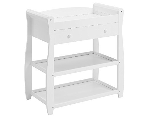 Babymore Sleigh Changer with Drawer (White)