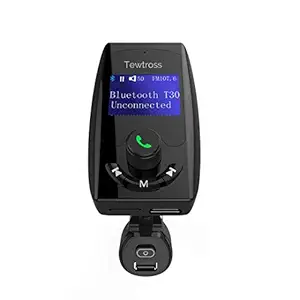 Tewtross Bluetooth FM Transmitter Hands Free Car Kit with Dual USB Charger