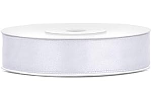 DaLoKu Tasiemka satynowa 6/12/25/38/50/100 mm x 25 m wstążka prezentowa, rozmiar: 12 mm x 25 m, kolor: biały
