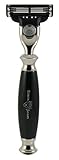 Edwin Jagger Simulated Ebony Gillette Mach 3 Razor with Nickel Plated Collar and End Cap