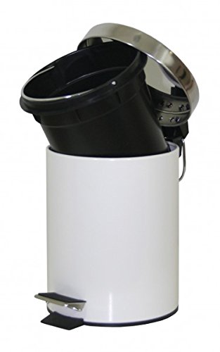 3 Liter Abfalleimer – weiß – Edelstahl Treteimer – Badeimer – Mülleimer – Eimer – Kosmetikeimer – Tretmülleimer - 2
