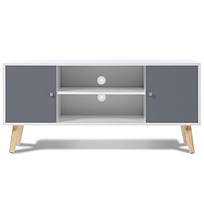 IDMarket - Meuble TV EFFIE scandinave bois blanc et gris