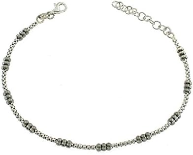 Bracelet with Washers distanziate 3 mm 925 Sterling Silver White Gold Plated and Ruthenium.