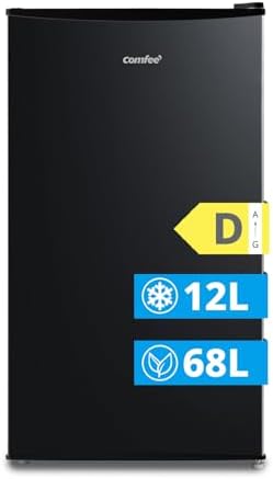 COMFEE' RCD80DK3(E) Frigorifero con Congelatore 80 Liter, Frigo Monoporta, Bassa Rumorosità 39db, Porta Reversibile, Compressore Inverter, Luce LED, Adatto per Casa, Ufficio, Camera, Nero