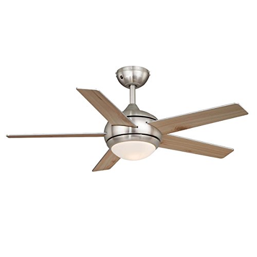 aireRyder Deckenventilator mit Licht und Fernbedienung Fresco 112 cm, Gehäuse Nickel gebürstet, Wendeflügel in Kiefer und Silber - 2
