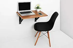 INVISIBLE BED Wall Mounted Foldable Laptop Study Computer Desk for Office/Home with Free Wallshelf - Ideal for Students, Working Professionals (Dessert Walnut - 60cm x 38cm)