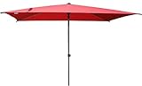 SORARA Parasol Jardin | Rouge | 300 x 200 cm (3 x 2 m) | Rectangulaire Porto | Commande à Manivelle (Pied excl.)