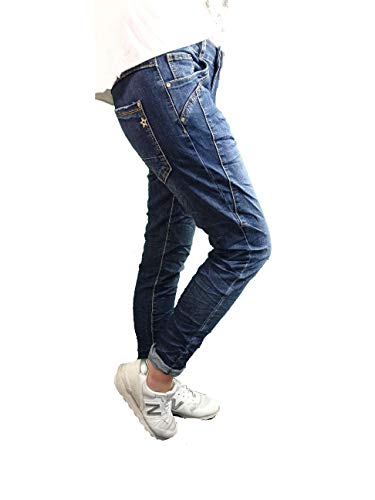 Karostar by Lexxury Denim Stretch Baggy-Boyfriend-Jeans Boyfriend 4 Knöpfe offene Knopfleiste weitere Farben Dark Denim Special M-38 - 
