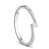 Orovi bijoux femme, Bague de fiançailles solitaire en or blanc avec diamant 0.05 Ct 14 Kt / 585 or