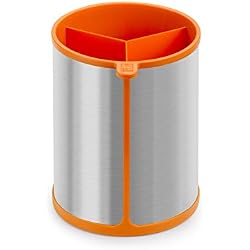 BRA Pot tournant efficace pour ustensiles de cuisine, acier inoxydable, orange, 14.5x15x18 cm