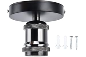 VIAGASAFAMIDO E26 E27 Plafonnier Vintage Vis Douille Vintage Douille de Lampe Plafonnier Support avec Accessoires pour Maison Cuisine Chambre Salon 100‑240V Peau noire