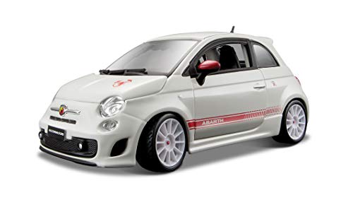 Bburago 18-22121 - Abarth 500 Esseesse Modellino, Scala 1:24, Colori Assortiti: Grigio Metallizzato/Bianco