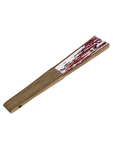 sourcingmap® Stoff Chinesischen Stil Blumenmuster Party Faltreifen Statt Hand-fächer Weiss - 3