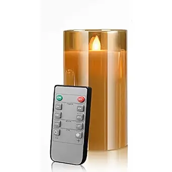 VEROX Waterproof Flameless LED Glass Pillar Electric Candle for Home Decoration 3xAAA Battery Powered 6X3