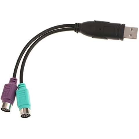 Adaptateur USB Vers 2x PS/2 Waytex 0.2m - Pour Clavier Et Souris Anciens - Connecteur Blanc