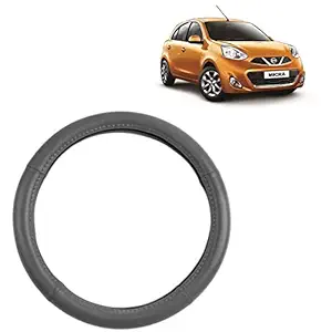 RD Universal Ring Type Car Steering Wheel Cover Compatible for Compatible for Nissan Micra (Grey, Leatherite)