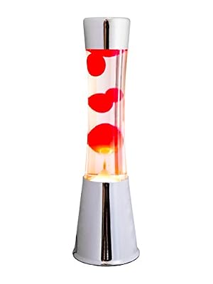 fisura. FISURA Lampe à Lave Chromée 40cm Liquide Transparent Rouge Magma. Métal et cristal ...