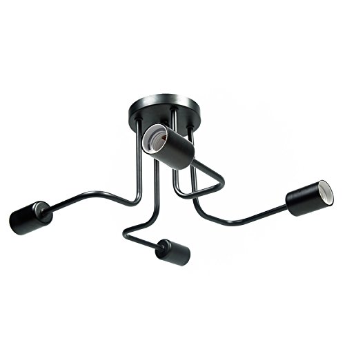 OYGROUP Negro 4 Head E27 Lámparas de techo Lámparas de interior modernas para el hogar Bar Tienda de café