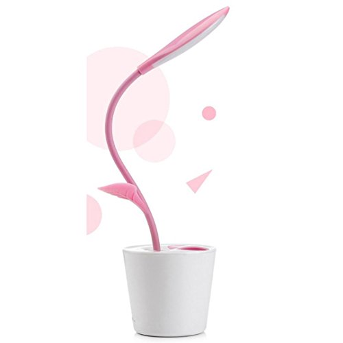 Preisvergleich Produktbild Upxiang Stifthalter LED Nachtlicht Stifthalter Für Kinder, Leselampe mit Stifthalter, Nachttischlampe für Bett Schlafzimmer Kann Willkürliches Biegen 360 ° sein (Rosa)