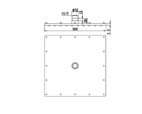 DeLanwa Massive Edelstahl Regendusche Duschkopf Kopfbrause 300 x 300 mm gebürstet matt, 603052.0 - 3
