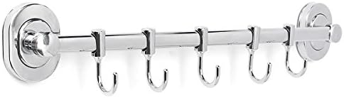 Wall Hooks, TAPCET Clothes Coat Robe Hat Wall Mount Hook Hanger Towel Rack Kitchen Utensil Hooks Stainless Steel Chrome Hooks Fits Bathroom Living Room Kitchen with 5 Movable Hooks