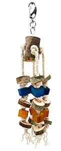 CONODIA Handmade Hanging Wooden chew Play Toy for cage Birds
