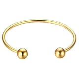 Onefeart Edelstahl Armreif Armband für Damen Mädchen Open Armreif Mode Schmuck 0.3x6CM Gold
