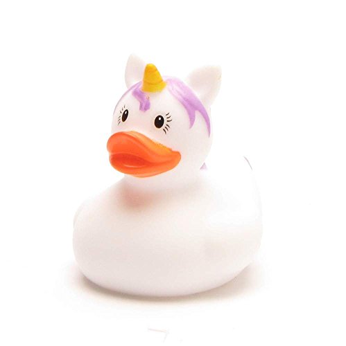 Mini-Quietscheente Einhorn weiss | DUCKSHOP | Badeente | L: 4,5 cm