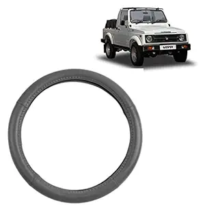 RD Universal Ring Type Car Steering Wheel Cover Compatible for Compatible for Maruti Suzuki Gypsy no (Grey, Leatherite)