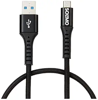 Amazon Brand - Solimo Charging Braided Micro USB Data Cable, Suitable For All Supported Mobile Phones (1 Meter, Black)