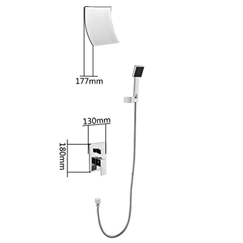 KINSE® Zeitgenössig Duschset Duschsystem Wasserfall Dusche Inkl. Wandhalterung & Kopfbrause & Handbrause Unterputz Montage