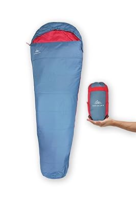 NORDKAMM Sac de couchage ultra léger et compact pour 1 personne adulte (gauche). Jumelable avec un zip pour sac de couchage double (2 personnes, 2 places). Pour intérieur, voyage, camping.