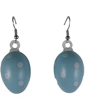 Ohrringe Ohrhänger Hänger Ostern Oster Osterei Ei - federleicht - blau / weiß Punkte 6903