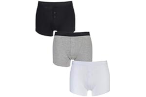 Jeff Banks Marlow Buttoned 3 Pack Boxer Shorts in Black/Grey/White in M