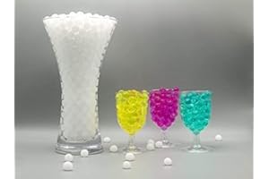 Risai Water Balls, Crystal Gel Beads Perfect for Hydrogel Plants Vase Filler, Centerpiece Silicone Orbs, Non-Toxic Clear Jelly Gems, Growing Bead 500pcs, White 10g
