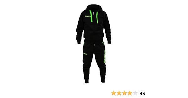 Tuta Uomo Cotone Felpato Cappuccio Givova (S, Nero/Verde Fluo) : Amazon.it:  Abbigliamento