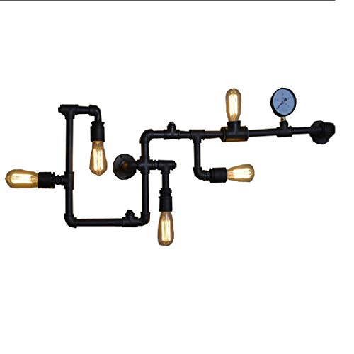 Preisvergleich Produktbild GuoEY Retro wasserleitung Wandleuchte kreative persönlichkeit industrielle Wind Eisen Kunst Wandleuchte bar Restaurant bekleidungsgeschäft Wandleuchte A+ (Farbe : Schwarz)