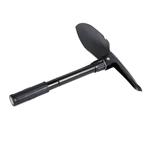 UVISTAR Mini Schaufel Leicht Set, Klappspaten Kompass Hacke Säge mit Tasche, Mutifunktion Rostfrei, Praktisches Mutitool für Outdoor Camping Garten Schwarz ( Klein ) - 7