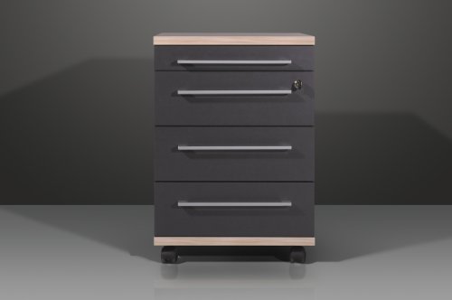 Germania 1691-58 Rollcontainer mit abschließbarer Schublade GW-Duo in der Farbe Anthrazit, 41 x 60 x 45 cm (BxHxT) - 2