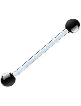 Piercing Hantel Zungenpiercing flexibel kürzbar 1,6 x 38 mm mit Kugeln