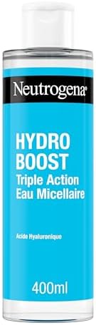Neutrogena | Acqua Micellare Triple Action Hydro Boost (flacone da 400 ml) - Detergente viso arricchito con acido ialuronico - struccante per rimuovere le impurità e aumentare l'idratazione