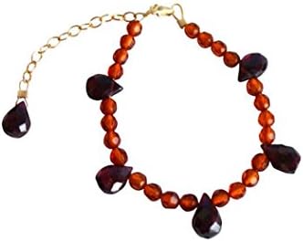 Bracelet - Baltic Amber - Garnet - Red - Orange - Yellow - 14k Gold plated