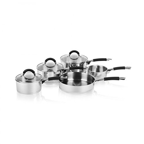 Swan Products 5-Piece Stainless Steel Saucepan Set with Silicone Handles