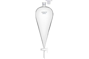 Labasics Entonnoir Conique de Séparation en Verre Borosilicate Paroi Épaisse avec Joints 24/29 et Robinet PTFE, 2000 ml