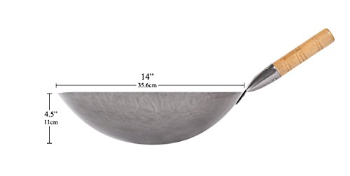 Große Authentic schwere Mandarin Profi Carbon Stahl Wok von Euphoric Gifts®, Karbonstahl, 14″ Round Bottom - 2