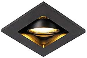 Qazqa - Nowoczesna oprawa do wbudowania kwadratowa czarna - Qure - GU10 | 1 światło - Aluminium - Odpowiednie dla Oświetlenie wewnętrzne,Jadalnia,Biuro/Gabinet,Kuchnia,Sypialnia,Salon