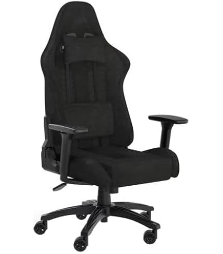 Corsair T3 Rush – Poliestere Sedia Gaming (Tessuto Esterno Morbido Traspirante, al Cuscino Cervicale Regolabile, Supporto Lombare in Memory Foam, Materiale Espanso) Nero